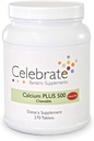 Celebrere Vitamin Calcium Plus - 500mg Calciumcitrat, 333 IE D3- vitamin & 34mg Magnesium til post- bariatrisk kirurgi - Gluten- Free & Sugar- Free - Cherry, 270 tyggetabletter