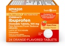 Grundlæggende pleje Børns Ibuprofen tyggetabletter, Smerte Reliever og Feber Reducer, Orange Flavor, alder 2- 11, Lasts op til 8 Timer, 100 mg, 24 Greve