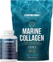 CORREXIKO Marine collagen supplement piller & pulver bundle 1 måned Tilgang - omfatter 10,000mg dobbelt hydrolyseret collagen pulver 15oz & 1800mg Collagen peptider 120 kapsler - for hår, hud & negle