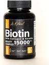 Biotin vitaminer med collagen & Keratin - hårvækst supplement til kvinder & mænd - 15000 mcg piller - Vitamin A, D, B1, B2, B3, B5, B6, B12 Complex - sunde Veganske kapsler - 60 Greve