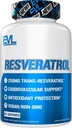 Evlution Anti Aging Trans Resveratrol Supplement Nutrition Super Antioxidant Supplement with 250mg Trans-Resveratrol from Resveratrol 500mg Japanese Knotweed Extract for Immune and Heart Health