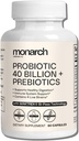 Probiotisk 40 Millioner + Prebiotika: 4 Diverse Stains - fordøjelsessygdomme & Gut Sundhed (60 Kapsler) - Probiotika til kvinder & mænd - Natural Measures 124; Gut Health & Immunsupport Supplement