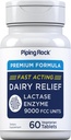 Piping Rock Dairy Relief Pills - 124; 9000 FCC - 124; 60 tabletter - 124; Lactase Enzyme - Supplement - 124; Vegetar, Non- GMO, Gluten Free