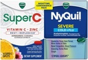 Vicks NyQuil and Super C Convenience Pack: NyQuil Severe Medicine for Max Strength Cold and Flu Relief, Conveniently Packaged with Vicks Super C Rest and Replenish Daily Supplement, 26ct