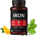 Iron Supplement for Women & Men with Vitamin C, Folic Acid & Vitamin B12 - Iron Tablets Help Support Energy - 60 Veg Tablets