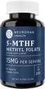 Neurogan L-5-MTHF Methyl Folate Supplement, 15 mg - Active Folic Acid- Vegan, Gluten-Free & Non-GMO - Supports Cognitive, Cardiovascular & Mood Health - Made in USA, 90-Day Supply