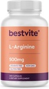 BESTVITE L- Arginin 500mg (240 kapsler) - Ingen magnesiumstearat - Ingen silikonedioxid - Ingen fyldstoffer - Ikke GMO - Gluten Free