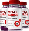 (3 Pack) Vital Surge Testo Gummies - Premium VitalSurge Gummies for mænd med rene ingredienser til brændstof drev, tillid og daglig ydeevne, Easy- to- Chew Tasty Vital Surge ME Gomitas (180 Gummies)