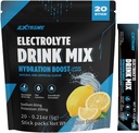 Ekstrem elektrolyte drik mix med natrium 60mg, kalium 200mg, taurine - hydrering pulver, nul sukker, nul koffein, ikke GMO, nul gluten, lav kalorie, Lemon Flavor (20 pakker, 20 dages forsyning)