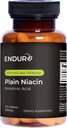 Endur Plain Niacin (Nicotinic Acid), Heart Health & Healthy Cholesterol Balance Supplement, Immediate-Release Formula, Gluten Free, 500mg (100 Tablets)