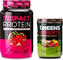 Nutrologi TRIPACT Protein Powder, 7- in-1 Meal Erstatning Shake, Superberry (40 Servere) Greens & Fruits Powder- Naturlig Sourced Superfood, Chokolade (30 Servere)