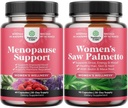 Bundle af menopause supplement til natten sweats, Hot Flashs & Mood Swings med Dong Quai, Chaste Berry & Black Cohosh Root og Saw Palmetto til kvinder 500mg DHT Blocker med Maca Root & Biotin