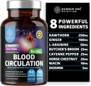 Premium blodcirkulation supplement til kvinder og mænd [8 kraftfulde urter & vitaminer] Alle naturlige blod flow supplement med tjørn, slagtere Broom og Cayenne Pepper, 90 Caps