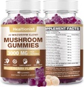 3000MG Mushroom Complex Gummies 10 Blend - Lions Mane Gummies for Voksne, Cordyceps, Shiitake, Reishi, Chaga, - Brain, immunforsvar & stress Relief, Energi, Mushroom supplement til mænd og kvinder 60ct