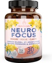 Brain Booster Gingko Biloba Supplement - Nootropics for Mind, Focus, Memory, Clarity med Bacopa Monnieri, St. Johns Wort - 30 Brain Food Capsules