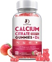 Calcium Citrate 1200mg med vitamin D3 Gummies, Calcium Gummies med vitamin D3 for kvinder & mænd, Cal Magnesium Zink til ben Muskel Healthy- Natural White Peach Flaver - 30 dages forsyning