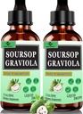 (2 Pack) Organic Soursop Liquid Drops, 2000mg Soursop Graviola Leaf Extract for immun, fordøjelsesstøtte & antioxidant, Vegan Soursop Bitters Liquid for Women Men