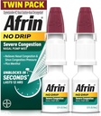 Afron ingen Drip Svær Congestion Nasal Mist Twin Pack, Non- Drowsy, Fast- Active Decongestant for Nasal Congestion og Sinus Pressure Relief, Voksne og børn 6 og ældre, .5 fl oz (Pack of 2)