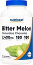 Nutricost Bitter Melon 600mg (2,400mg Equivalent), 180 Capsules - Gluten Free, Non-GMO
