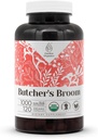 Butcher 's Broom USDA Organic 120 Capsules Measures 124; Circulatory System, Natural Supplement Measures 124; Certified Organic Vegetarian Capsules and Organic Butcher' s Broom (Ruscus aculeatus) Tørret rod (120 Capsules)