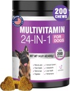 24- in-1 Hundevitaminer og kosttilskud 200 Ct Hunde Multivitamin Chewable Contain Chondroitin Probiotics Omega-3 Glucosamin til hunde hudcoat hjerte Gut Lever Brain Eyes immunforsvar - kylling