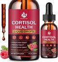 (2 Pack) Cortisol Flydende dråber til kvinder - Balanceret Cortisol, Hormonbalance Support, Cortisol Kosttilskud til kvinder med Magnesium Complex, Rhodiola Rosea, Ashwagandha, Sugar- Free, 1 Fl Oz