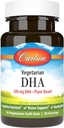 Carlson - Vegetarisk DHA, 500 mg DHA, Plant Based, Sustainable Sourced from Algae, Brain Support, Mood Health, 30 Softgels