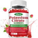 Kalium Citrate Gummies - Kalium supplement til muskelsundhed, ben krampe Relief & Electrolyte Balance, Vegan, Non- GMO, Gluten- fri, Raspberry Flavor, 60 Greve