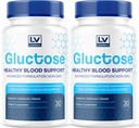 (2 Pack) Gluctose Advanced Blood Support, Gluctose, Gluctose - Advanced Blood Support Supplement, Gluctose Support Capsules - All Natural Formel, 60 Kapsler til 2 Måneder