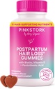 Pink Stork Postpartum Hårtab Gummebånd 124; biotin, pantothensyre, E-vitamin E, B6, B12 Beeg 124; postnatal hårvækst + regrobutter Support 124; Breastly-Friendly