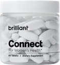 Brilliant Connect Periode Health Supplement - fremmer lindring fra kramper, træthed, uregelmæssige perioder, Hormonal Acne, Hot Flashs og mere * - Natural Hormone Balance Support * (60 tabletter)