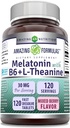 Amazing Formulas Melatonin med vitamin B6 + L- Theanin Supplement øb 124; 30 Mg per servering