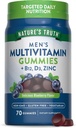 Nature's Truth Multivitamin for Men Gummies | 70 Count | Blueberry Flavor | with B12, D3 & Zinc | Vegetarian, Non-GMO and Gluten Free Supplement
