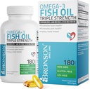 Bronson Omega 3 Fish Oil Triple Styrke 2720 mg, High EPA 1250 mg DHA 488 mg, Non- GMO Heavy Metal Tested, 180 Softgels
