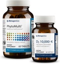 Metagenics Essential Wellness Duo: D3 10,000 + K - for Immune Support, Bone Health & Heart Health - 60 Softgels & PhytoMulti Without Iron - Daily Multivitamin for Overall Health & Aging - 60 Tablets