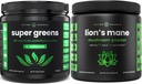 NutraChamps Super Green Unflavored & Lion's Mane Powder. Greens & Adaptogen Bundle