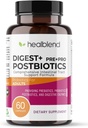 Digest + Postbiotika Supplement for kvinder og mænd, Multi Enzymes, Organic Prebiotic & Probiotic for fordøjelse med Bromeline, Papin og Lipase, Non- GMO, Gluten- Free, 60 Vegetar Caps