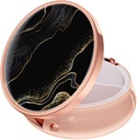 Rouidr Pill Box, 3 Compartment Medicine Pill Case, Small Metal Travel Medicine Box for Purse & Pocket, Rose Gold, Luxury Black Marble