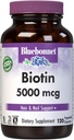 Bluebonnet Nutrition Biotin 5000 mcg, Hår & Nail Support *, Non- GMO, Vegan, Kosher Certified, Gluten- Free, Soy- Free, Dairy- Free, 120 Vegetabilske kapsler, 120 Servere