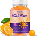 Calcium Magnesium gummier til voksne: med Zink Vitamin D3 K2 til kvinder Mænd Økologisk sukker fri Vegansk tyggetabletter - Høj Absorption for immunstyrke 60count