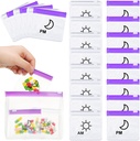 56 Pcs AM PM Pill Pouches Tasker Rejse Pill Tasker Zipered Medicine Organizer Dag og Nat Pill Bag Genanvendelige Plastic Pill Sække med Slide Lock Månedlig Pill Organizer 2 gange om dagen (Clear, Purple)