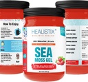Healistix Strawberry Irish Sea Moss Gel (20 Flavors) - Wildcrafted Seamoss Gel, Packed with 92 Vitamins - Superfood for Immune Support, Non-GMO, Keto, Vegan