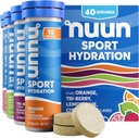 Nuun Sport Electrolyte Tablets med Magnesium, Calcium, Kalium, Chlorid & Natrium, Gluten Free & Vegan, Blandede Flavors, 4 Pack (40 Servere i alt)