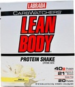 Lean Body Carb Watchers, All-In-One Vanilla Meal Replacement Shake. 40g Protein Whey Blend, 8g Healthy Fats & Fiber, 22 Vitamins and Minerals , No Artificial Colors, Gluten Free,(20 Packets)