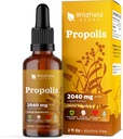Propolis Extract Drops - Propolis Tinktur 2040mg Flydende Herbal Supplement Absorber Bedre end Kapsler, 1 måned Tilgang, 84 Servere, Alkohol- Gratis Tinktur - 2 Oz, Pack of 1