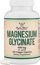 Dobbelt Wood Kosttilskud Magnesium Glycinate 400mg • 124; 180 Kapsler • 124; Sove, Muscle, & Heart Support • 124; Vegan, tredjeparts testet, Gluten Free, Non- GMO