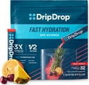 DripDrop Hydration Packets - Fruit Punch - Single Serve Electrolytes Powder Drink Mix - Non-GMO, Gluten Free, Vegan - 32 Sticks