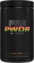 PWDRS Pre- Workout Powder, All Natural Pre Workout for Energy, Pump, Endurance & Strength, med koffein (Sour Gummy)