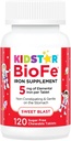 KidStar Nutrients BioFe Pure Iron Chewables for Kids & Adults, Sweet Blast, No Sugar, Sweetened with Xylitol, 120 Chewable Tablets