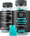 Biotin Gummies with Keratin & Collagen Peptides - Advanced Supplement for Hair Growth Treatment for Men & Women Hair Skin and Nails Vitamins – Biotin 10000mcg | Keratin 100000mcg | Collagen 100000mcg